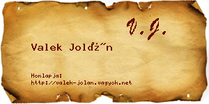 Valek Jolán névjegykártya